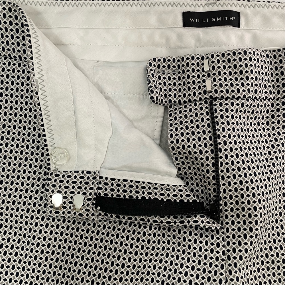 Willi Smith Navy‎ Tan Patterned Pants Size 12 Office Siren Corpcore - Picture 10 of 13